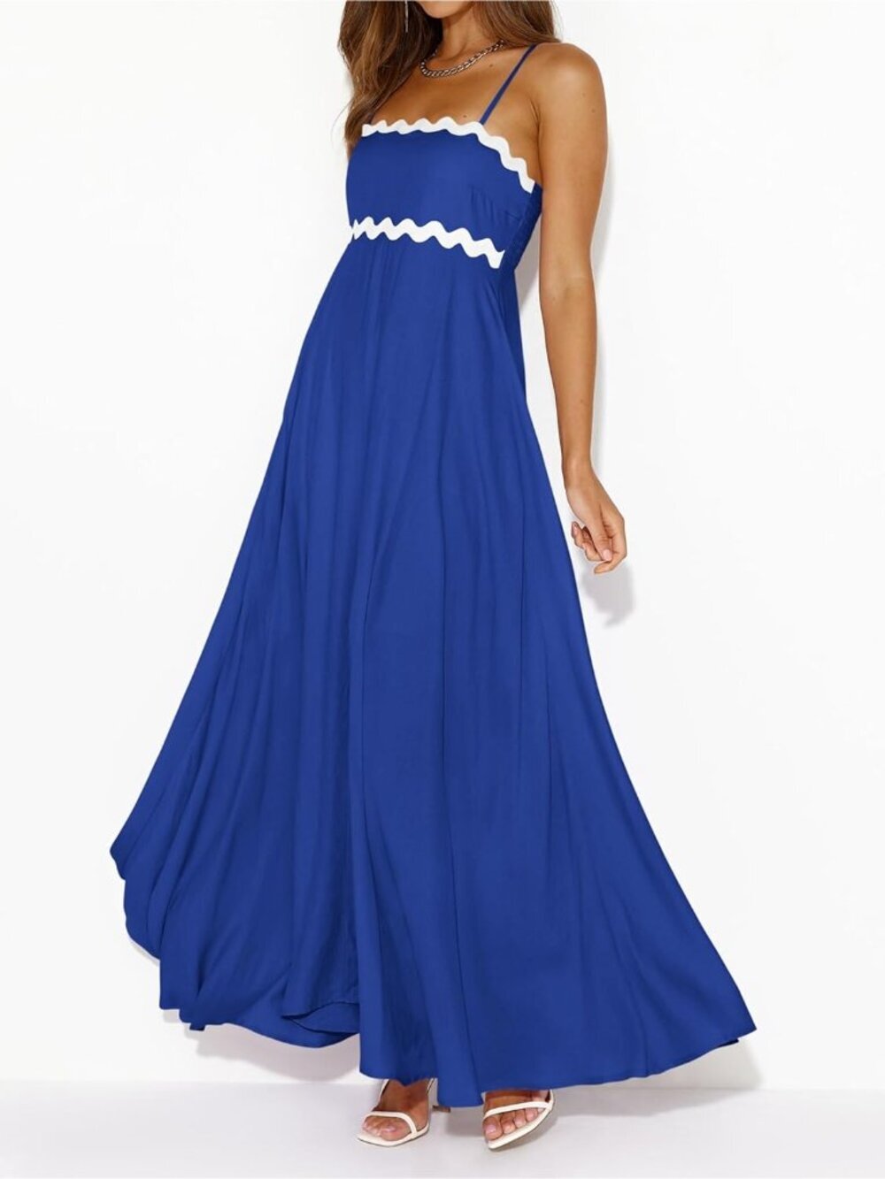 〽️Women's Royal Blue Spaghetti Strap Casual Sleeveless Smocked Boho Maxi Dress